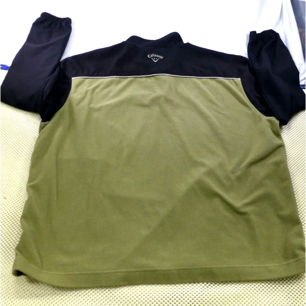 Callaway Golf Sport Fleece Pullover Long Sleeve Olive & Black XL 1/4 Zip Golfing